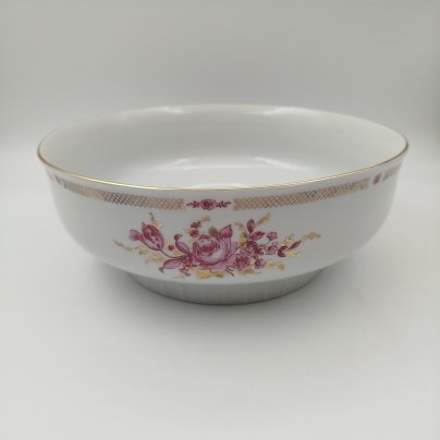 Салатник с цветочным декором, фарфор, деколь, золочение, Graf Von Henneberg Porzellan, 1777 Jlmenau, ГДР, 1977-1990 гг., Graf Von Henneberg Porzellan