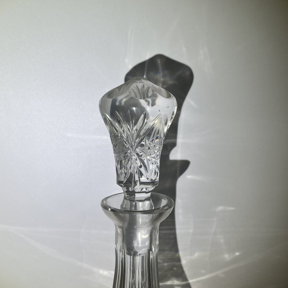 Графин с резным геометрическим декором, хрусталь, алмазная грань, СССР, 1970-1990 гг.