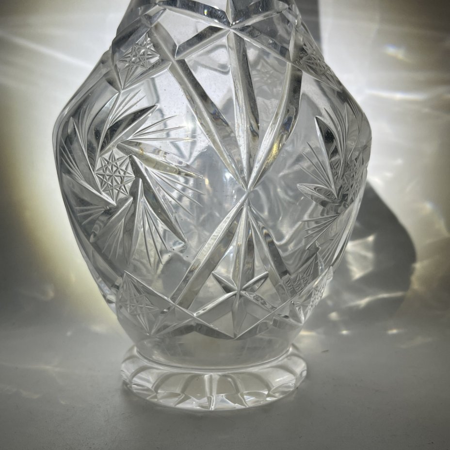 Графин с резным геометрическим декором, хрусталь, алмазная грань, СССР, 1970-1990 гг.