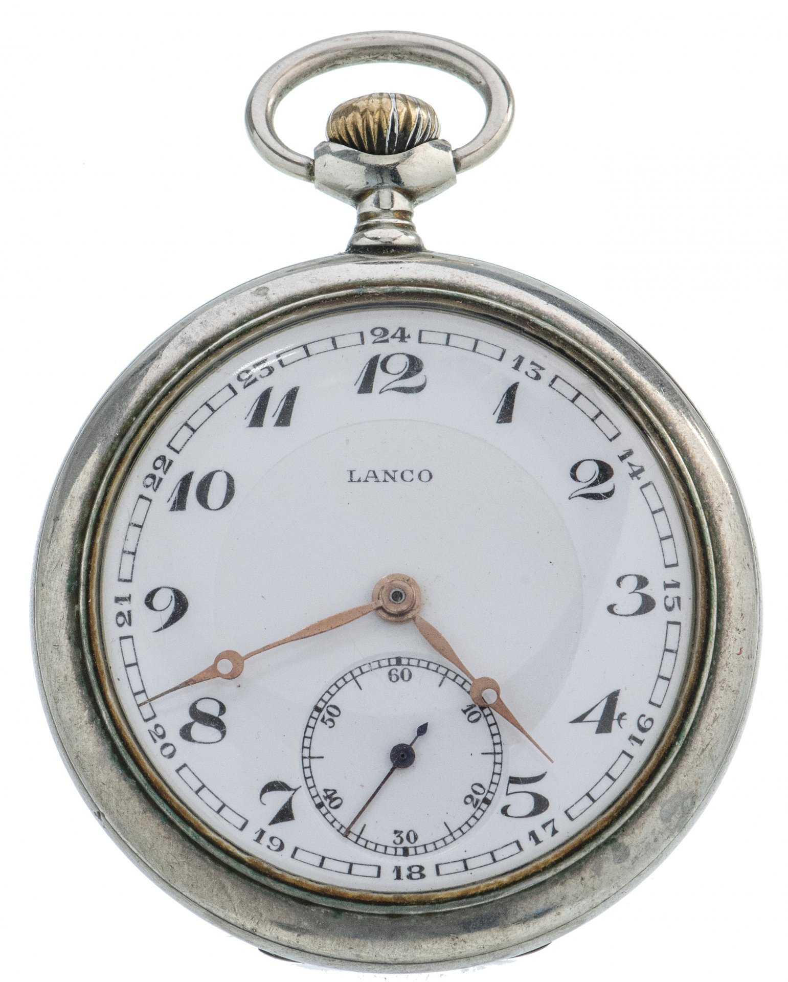 Часы карманные с шатленом, серебро 800 пр., фирма "Lanco", Швейцария, 1930 г.