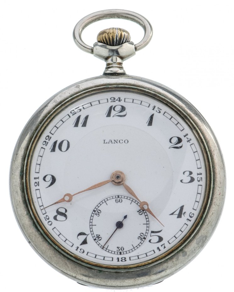 Часы карманные с шатленом, серебро 800 пр., фирма "Lanco", Швейцария, 1930 г.