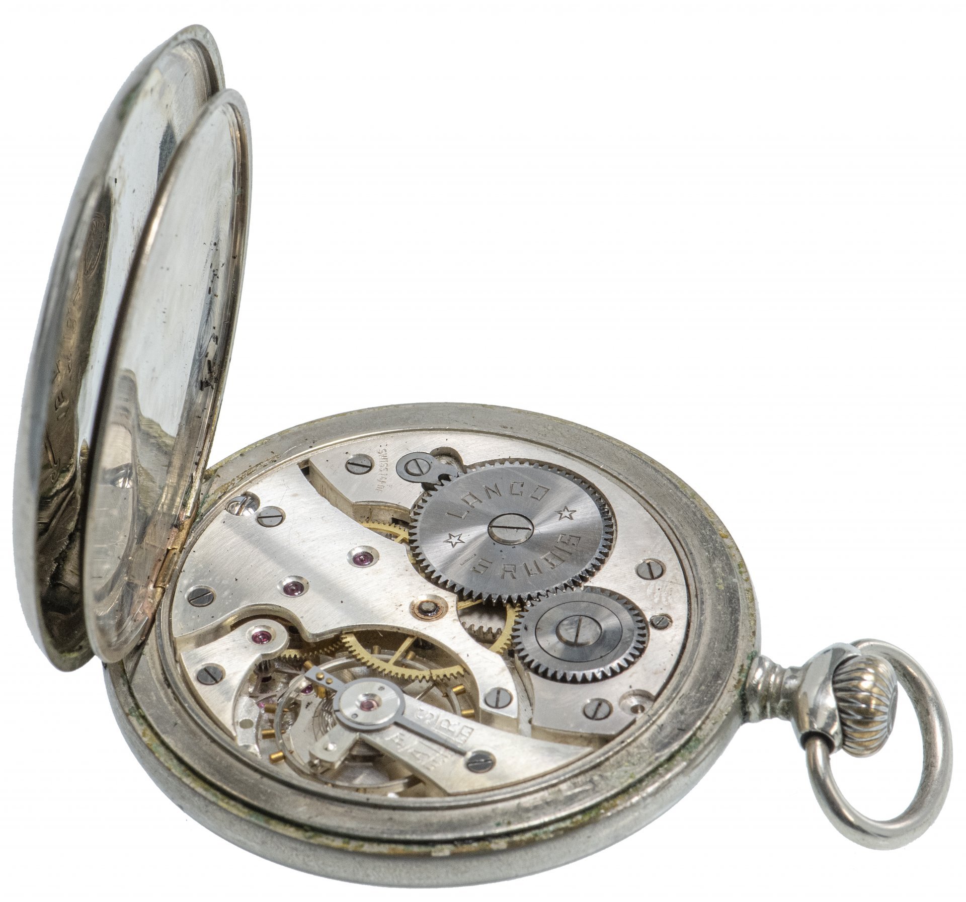 Часы карманные с шатленом, серебро 800 пр., фирма "Lanco", Швейцария, 1930 г.
