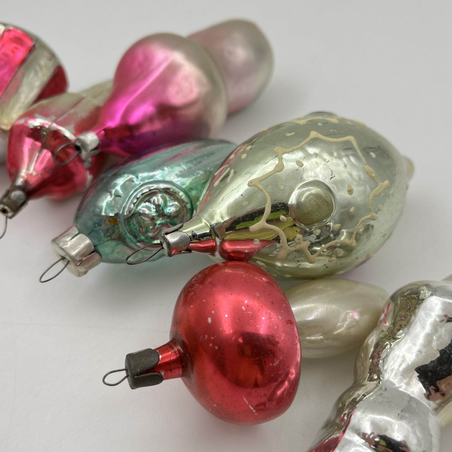 Набор из 8-ми ёлочных игрушек разной формы и размера, стекло, роспись, металл, СССР, 1950-1980 гг.