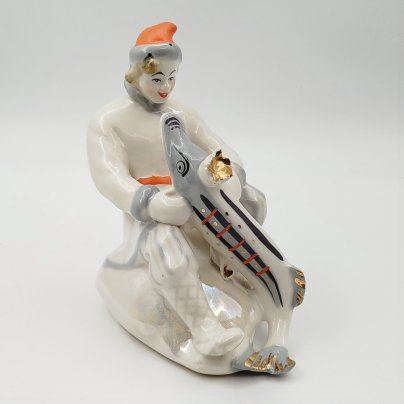 Статуэтка "Емеля со щукой" ("По щучьему велению"), скульптор В. Петушков