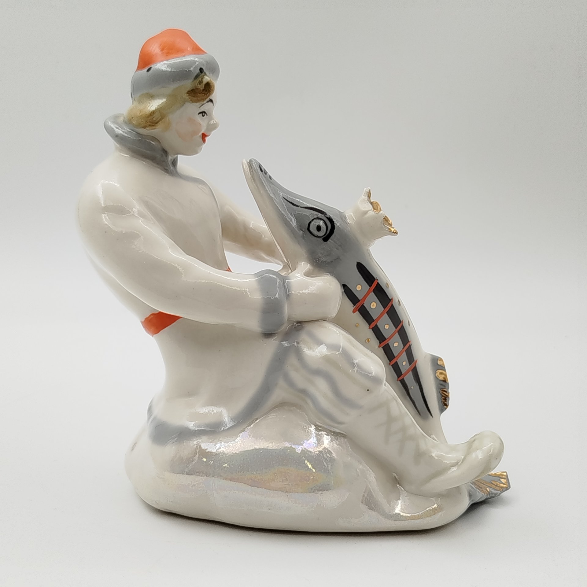 Статуэтка "Емеля со щукой" ("По щучьему велению"), скульптор В. Петушков