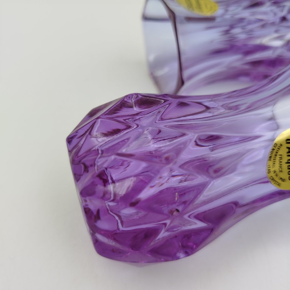 Пара миниатюрных вазочек "Lilas", фирма "Cristal D'Arques", хрусталь, неодимовый (александритовый), Франция, 1970-1990 гг.