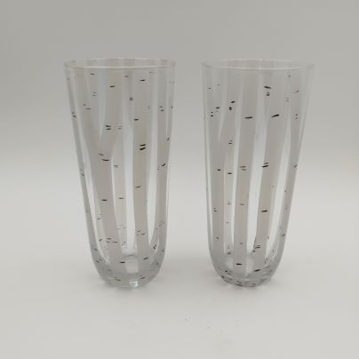 Пара стаканов из набора для прохладительных напитков "Берёзка", автор В. А. Филимонова, стекло, роспись, Дятьковский хрустальный завод, СССР, 1960-1980 гг.