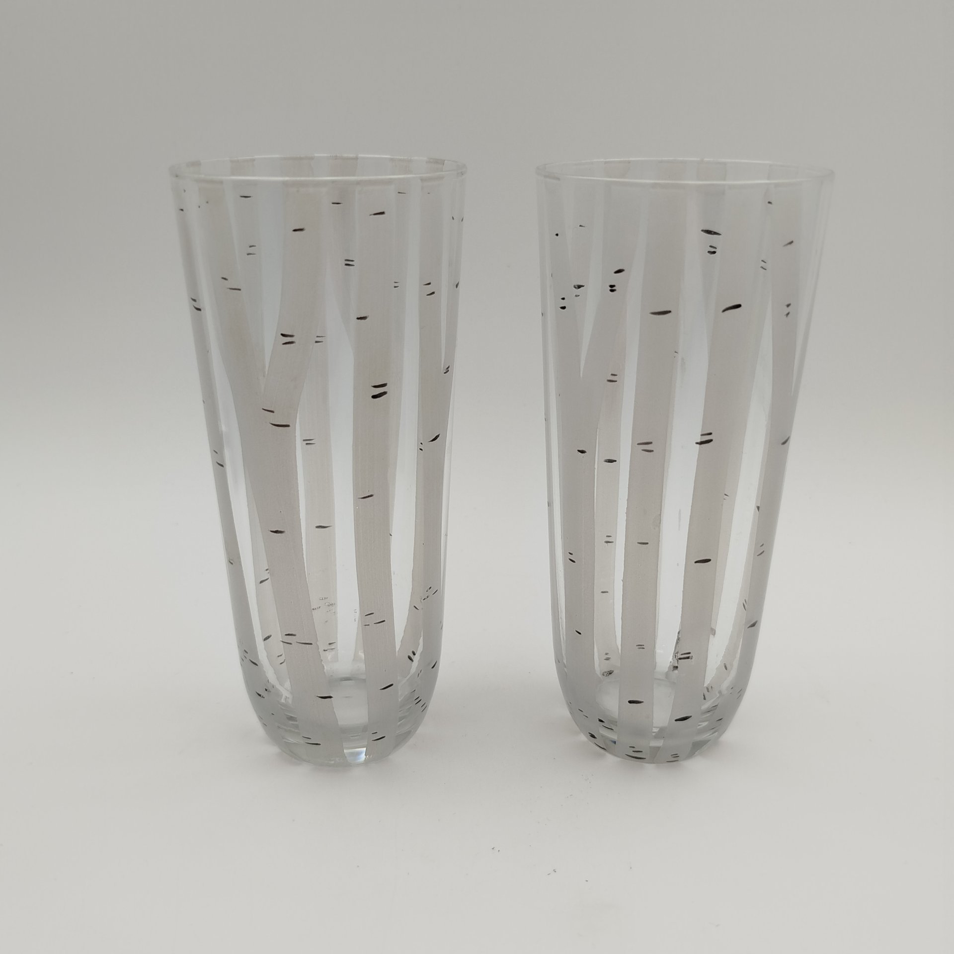 Пара стаканов из набора для прохладительных напитков "Берёзка", автор В. А. Филимонова, стекло, роспись, Дятьковский хрустальный завод, СССР, 1960-1980 гг.