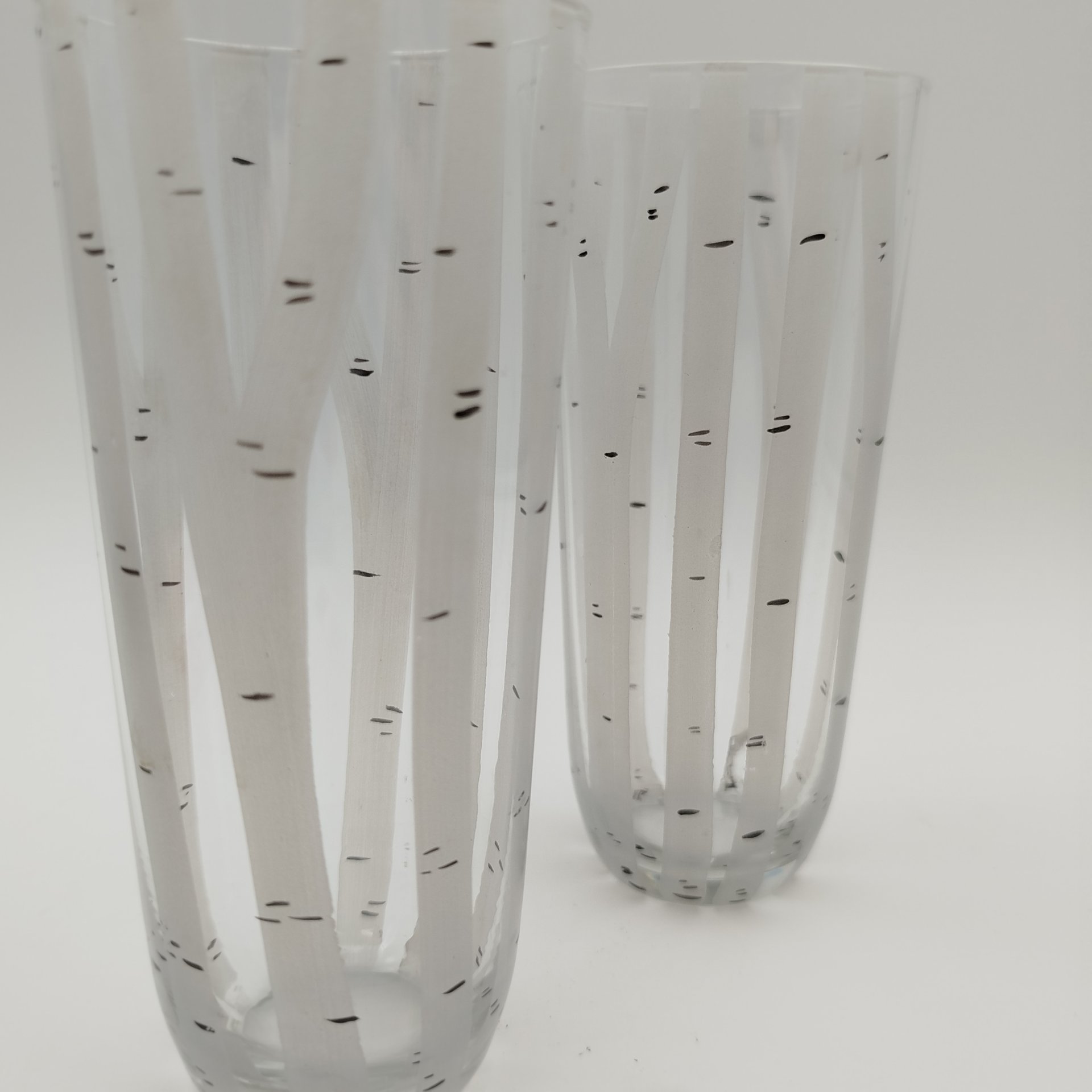 Пара стаканов из набора для прохладительных напитков "Берёзка", автор В. А. Филимонова, стекло, роспись, Дятьковский хрустальный завод, СССР, 1960-1980 гг.