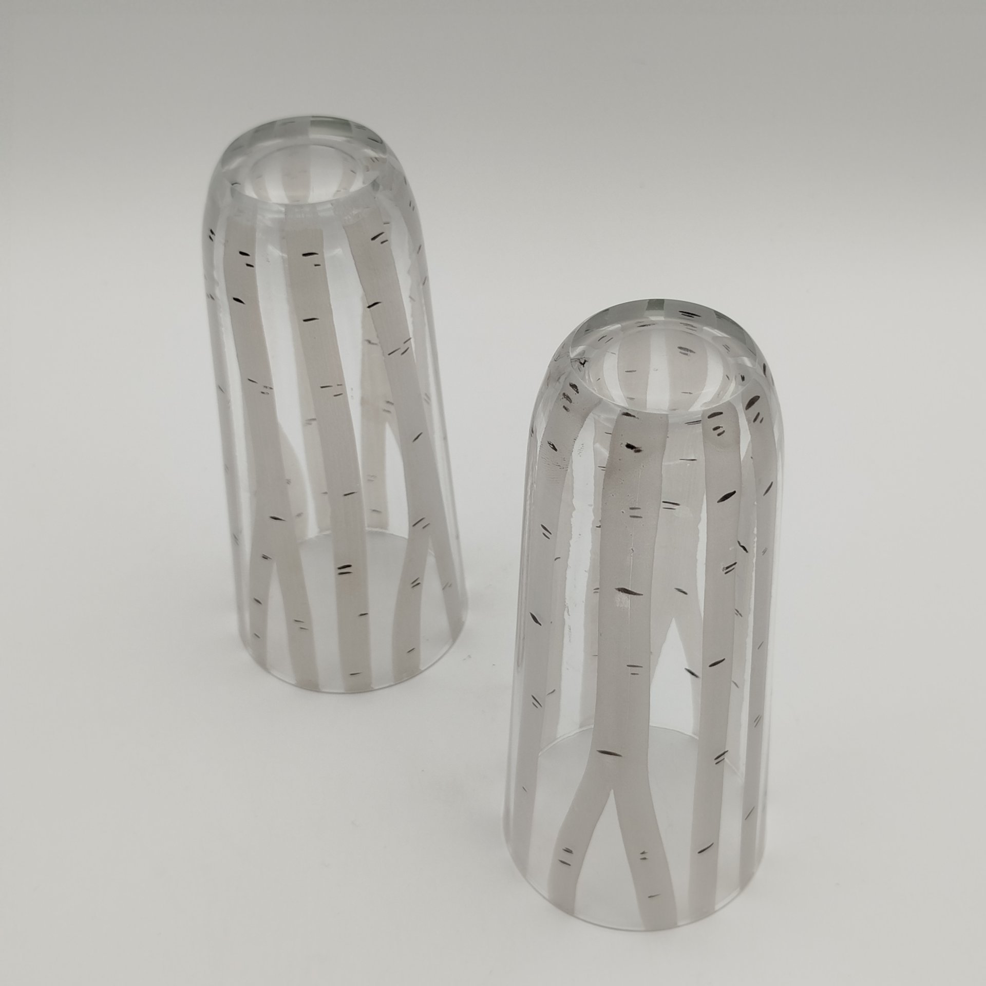 Пара стаканов из набора для прохладительных напитков "Берёзка", автор В. А. Филимонова, стекло, роспись, Дятьковский хрустальный завод, СССР, 1960-1980 гг.