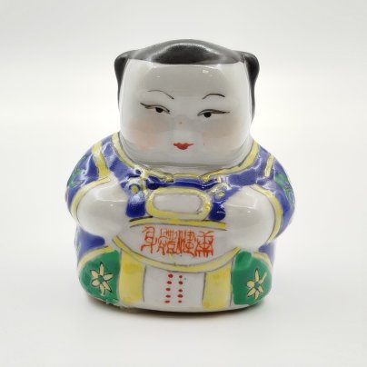 Статуэтка "Малыш Будды" с пожеланием крепкого здоровья, фарфор, роспись эмалевыми красками, Китай, 1960-1980 гг.