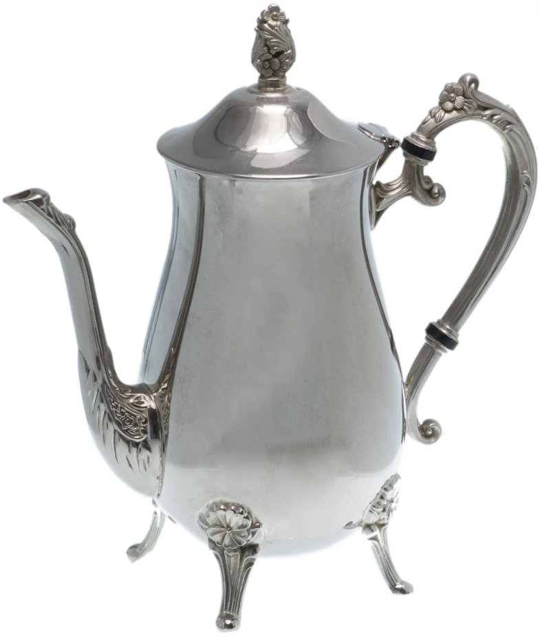 Набор кофейный из 4-х предметов (чайник, молочник, сахарница и поднос), никель с посеребрением, Западная Европа, 1970-1990 гг.