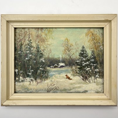 Картина в раме "Этюд. Зима", автор Шумаков Ю., Толмачев И., оргалит, масло, дерево, Российская Федерация, 1997 г.