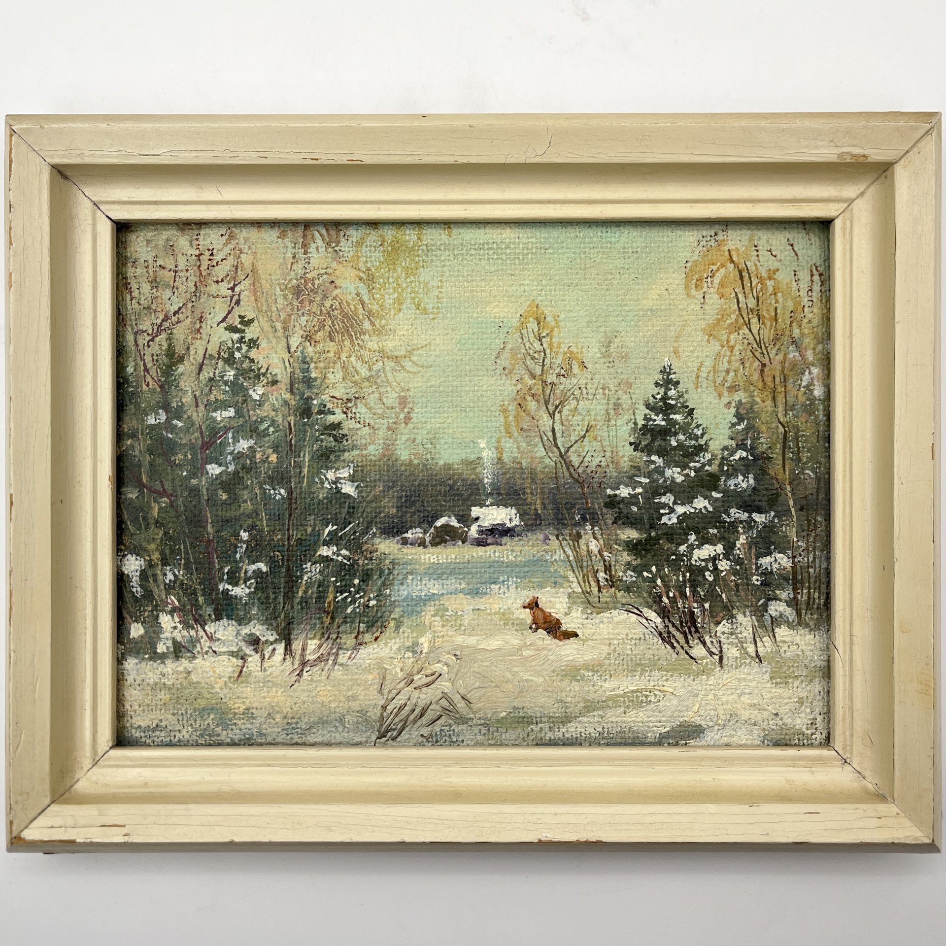 Картина в раме "Этюд. Зима", автор Шумаков Ю., Толмачев И., оргалит, масло, дерево, Российская Федерация, 1997 г.