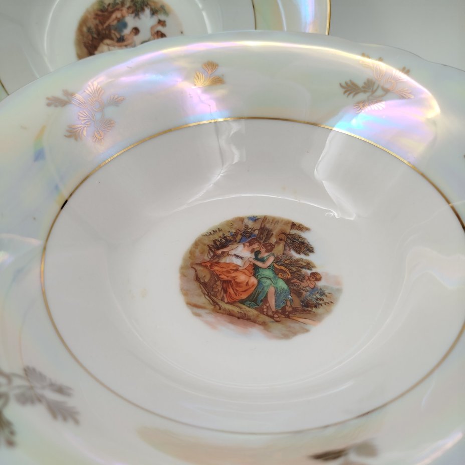 Набор из 2-х салатников "Мадонна", фарфор, деколь, люстр, золочение, Kahla, ГДР, 1960-1980 гг.