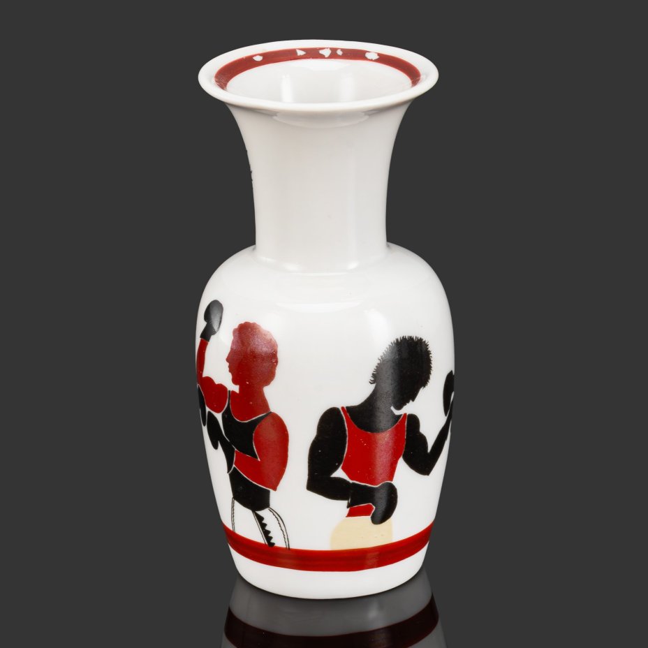 [Редкость] Ваза "Бокс", автор формы Городецкий В.М., автор росписи Ларионов А.В.