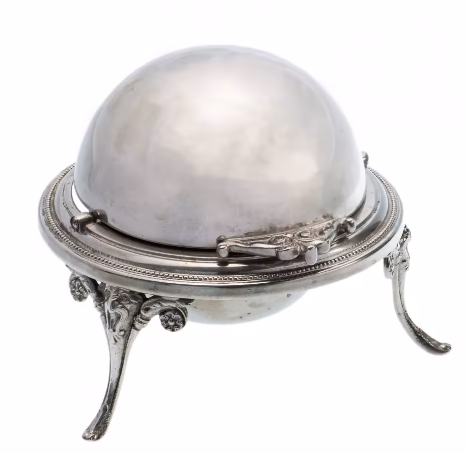 Икорница на ножках, серебрение, Польша, Российская Империя, 1880-1914 гг.
