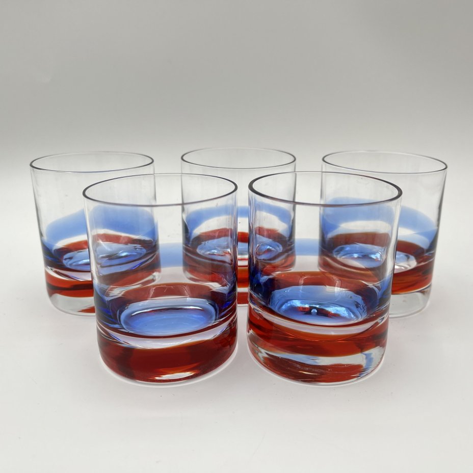 Набор из 5-ти стаканов для крепких напитков, стекло, Западная Европа, 1970-1990 гг.