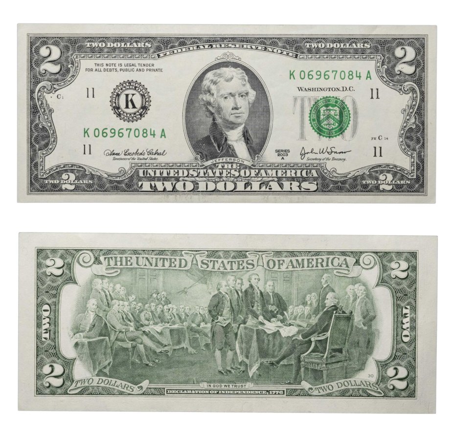США 2 доллара 2003 (Pick 516) series 2003A K - Техас