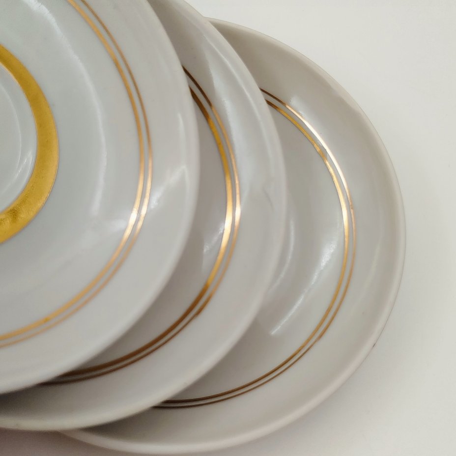 Сервиз кофейный на 6 персон (15 предметов), украшенный цветочнм декором, фарфор, крытье кобальтом, золочение, Полонский фарфоровый завод, СССР, 1980-1991 гг.