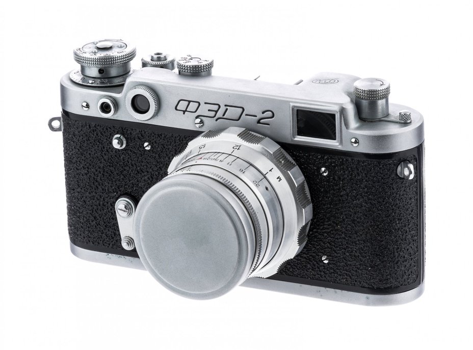 Фотоаппарат "ФЭД-2" с объективом "Индустар-26М" в кофре и коробке, металлический сплав, Харьковский машиностроительный завод «ФЭД», СССР, 1955-1970 гг, Харьковский машиностроительный завод им. Дзержинского (ФЭД)