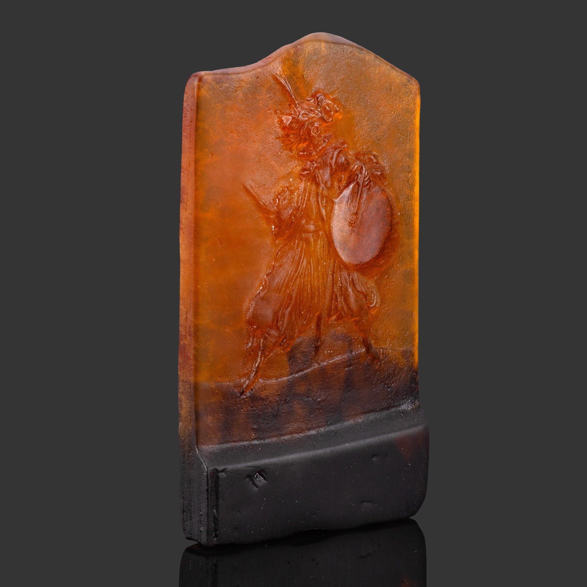 Пресс-папье (держатель для бумаг)  "Уличный музыкант" ("Барабанщик") в оригинальной коробке, хрусталь, резьба, Daum, Франция, 1970-1990 гг.