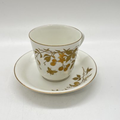 Чайная пара с цветочным декором, фарфор, эмалевая роспись, золочение, Западная Европа, 1890-1920 гг.