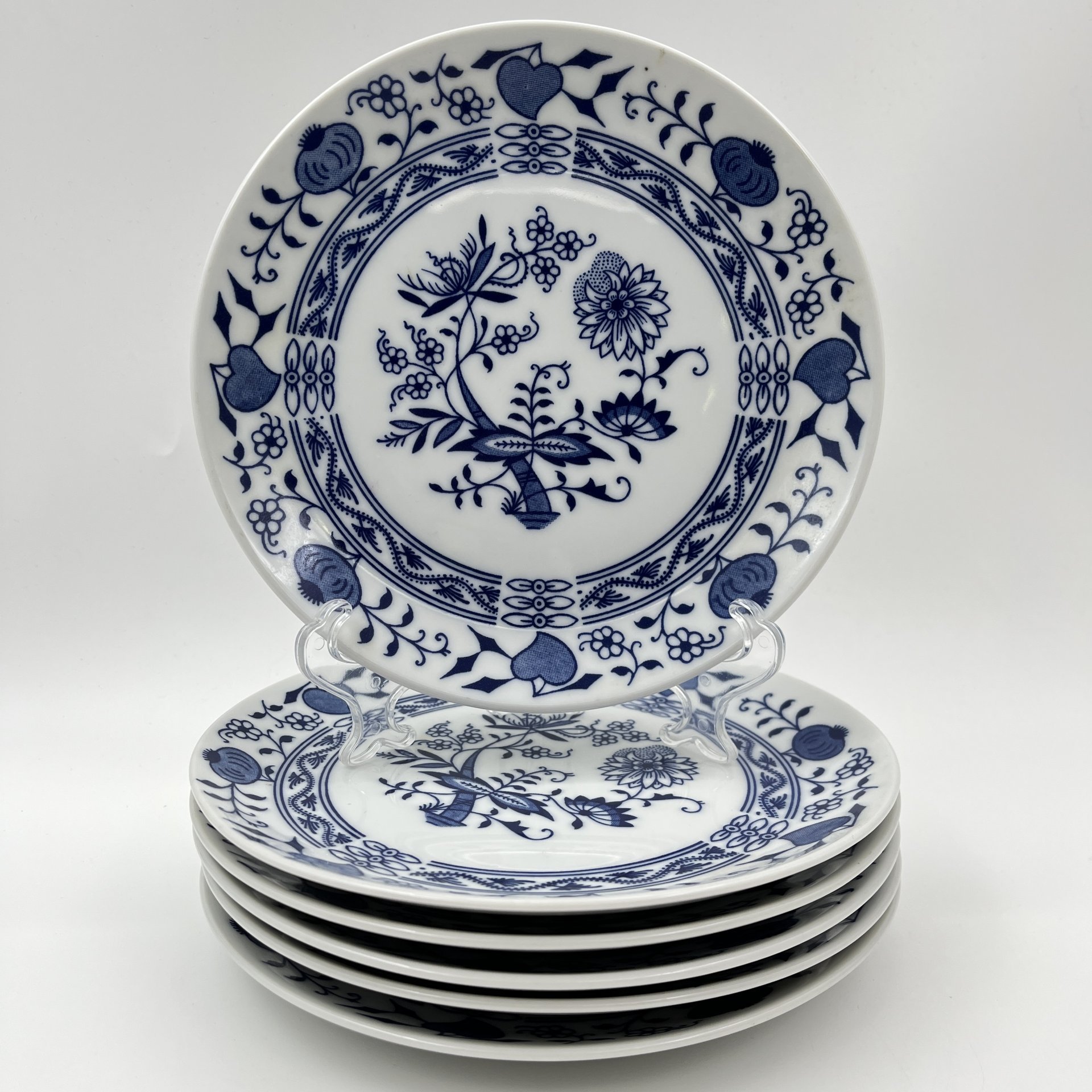 Набор из шести десертных/закусочных тарелок "Луковый узор", "Bohemia inglazed", фарфор, деколь, Чехословакия, 1970-1990 гг.