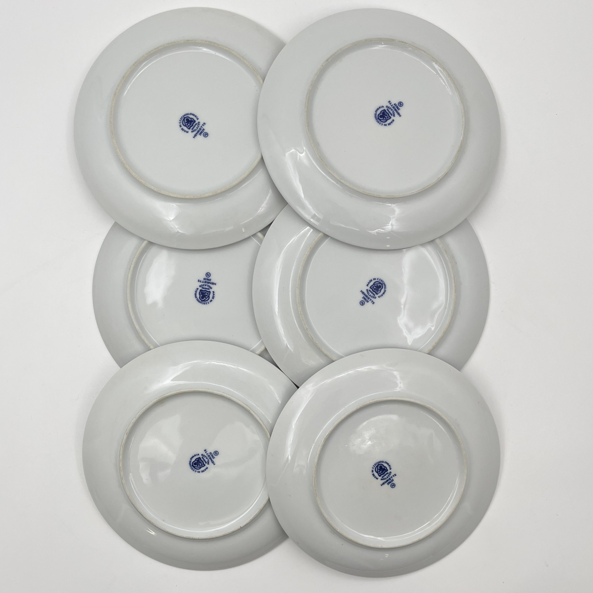 Набор из шести десертных/закусочных тарелок "Луковый узор", "Bohemia inglazed", фарфор, деколь, Чехословакия, 1970-1990 гг.