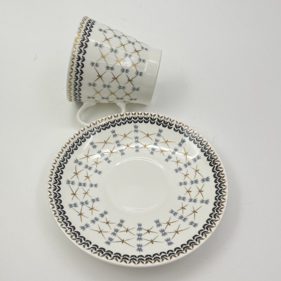 Пара кофейная, фарфор, деколь, золочение, Ленинградский фарфоровый завод (ЛФЗ), СССР, 1970-1990 гг.