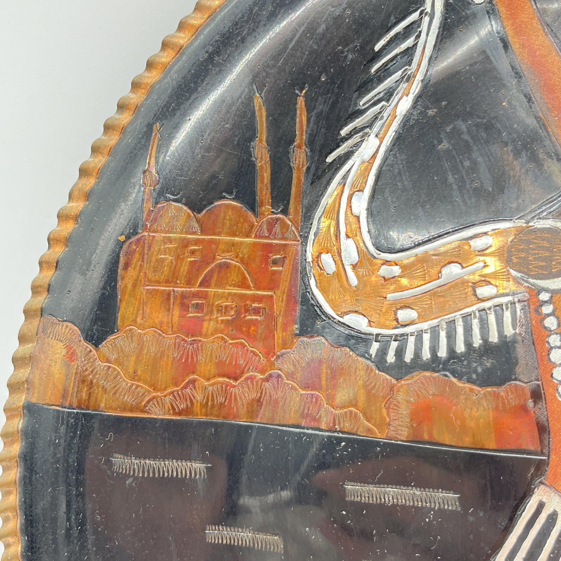 Панно/настенная тарелка "Египетская танцовщица", медь, чеканка, Марокко, 2000-2010 гг.