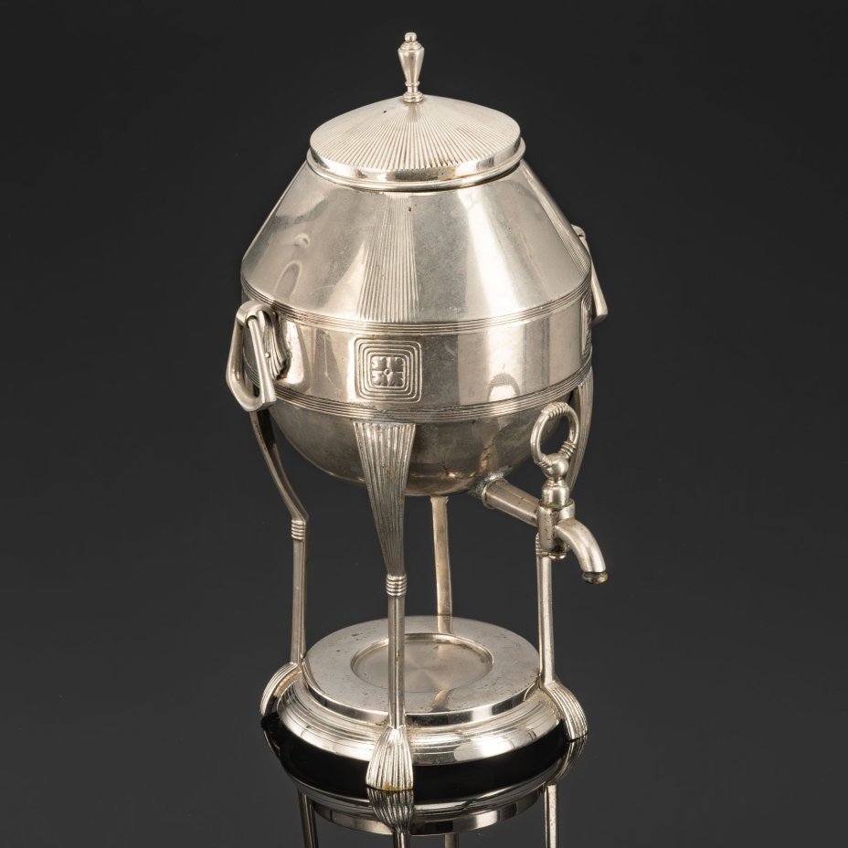 Бульотка кофейная c элементами югендстиля в декоре, металл, никелировка, Württembergische Metallwarenfabrik (WMF), Германия, 1903-1910 гг.