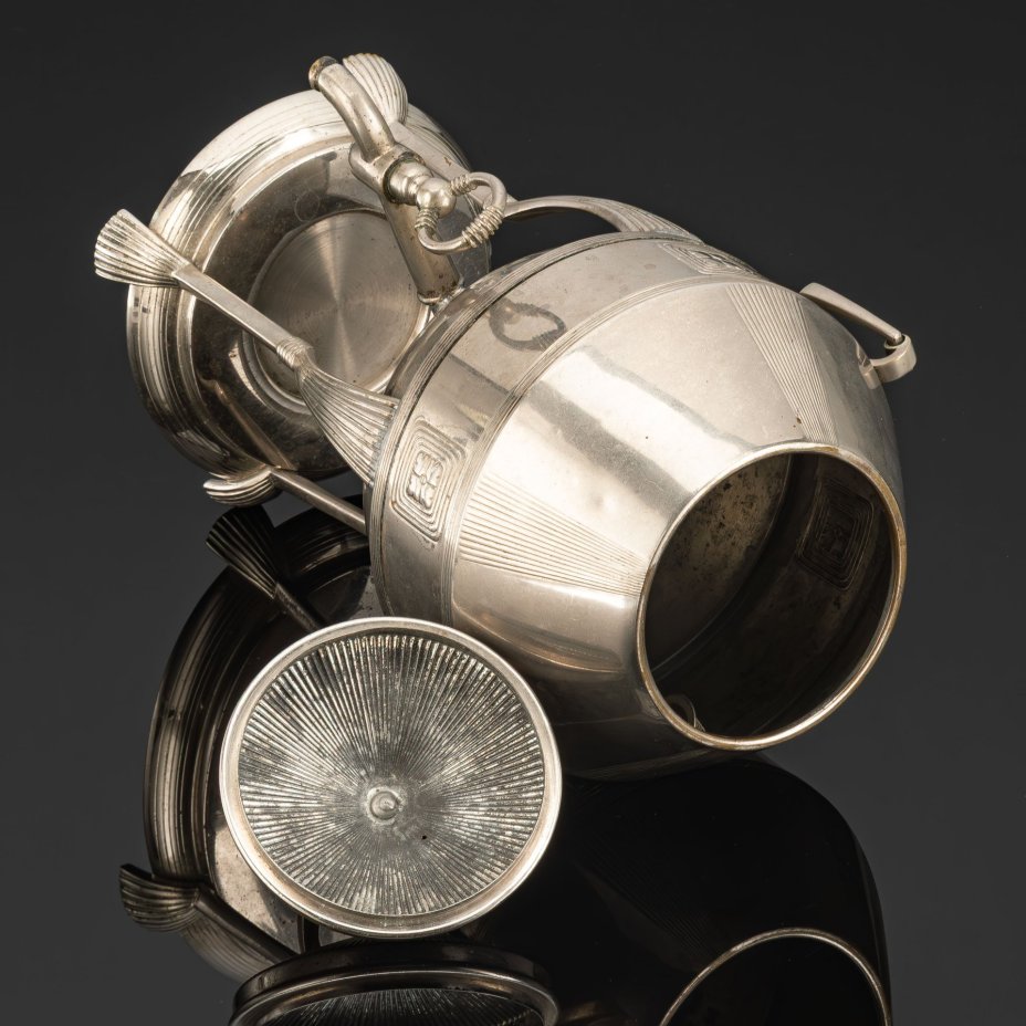 Бульотка кофейная c элементами югендстиля в декоре, металл, никелировка, Württembergische Metallwarenfabrik (WMF), Германия, 1903-1910 гг.