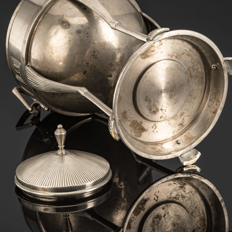 Бульотка кофейная c элементами югендстиля в декоре, металл, никелировка, Württembergische Metallwarenfabrik (WMF), Германия, 1903-1910 гг.