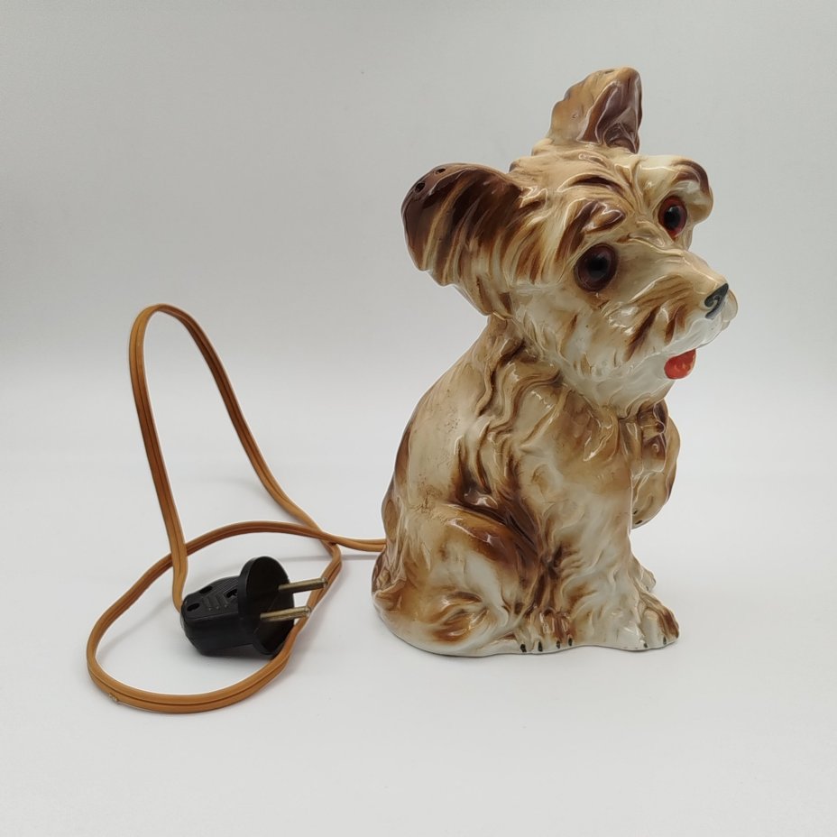 Светильник (ночник) в форме собаки, фарфор, бакелит, резина, пластмасса, Carl Scheidig, Gräfenthal, Германия, 1950-1972 гг.