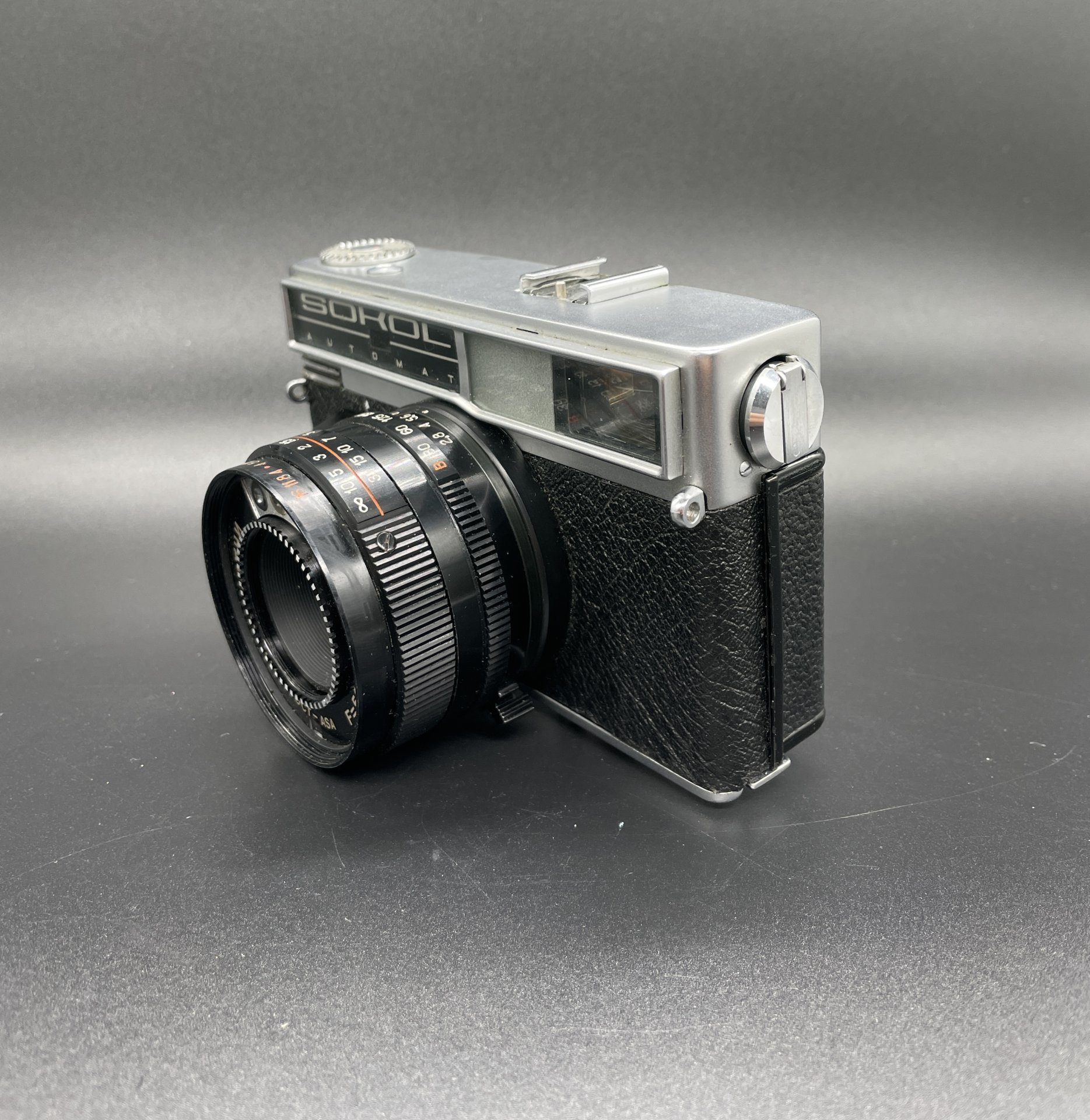 Фотоаппарат "Сокол-Автомат" с объективом "Индустар-70" в оригинальном кофре, в комплекте с инструкцией, ЛОМО (Ленинградское оптико-механическое объединение)