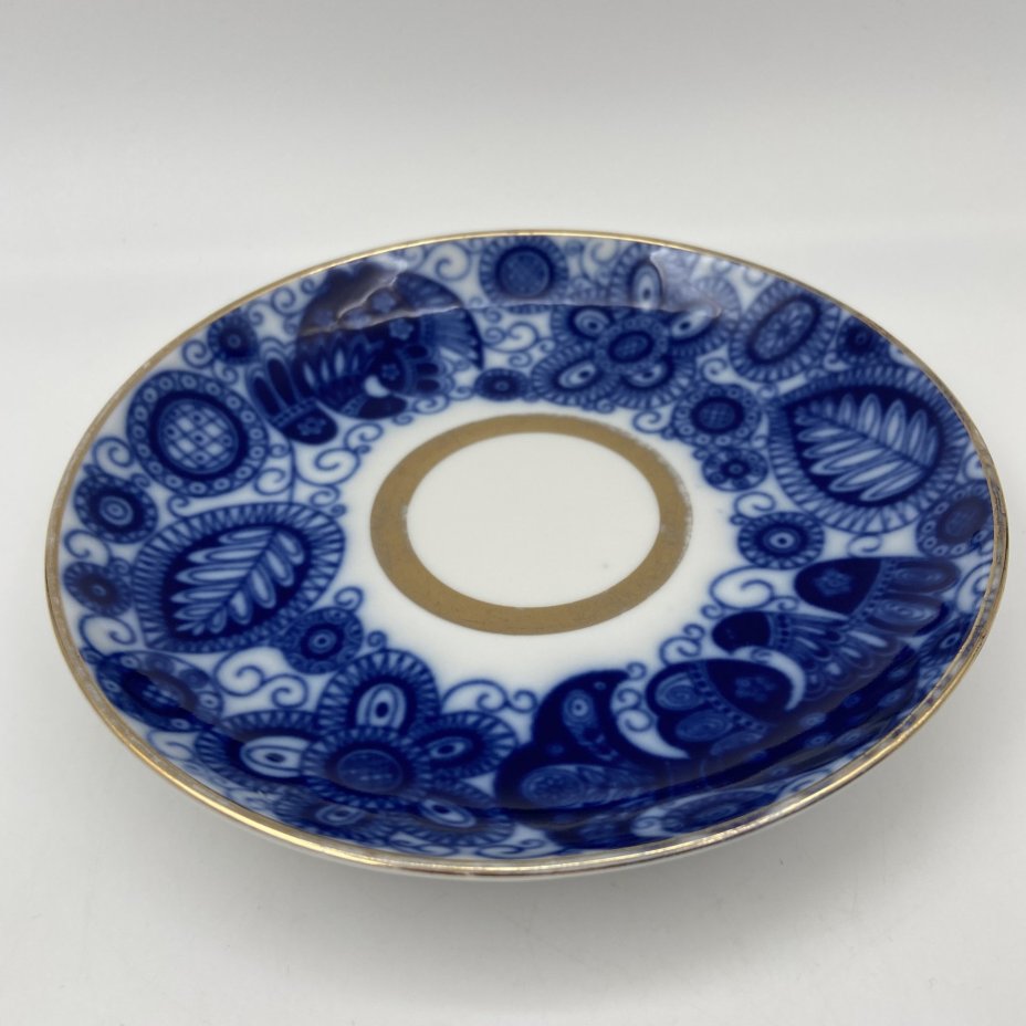 Пара чайная "Жар-птица", фарфор, деколь, золочение, Ленинградский фарфоровый завод (ЛФЗ), СССР, 1980-1990 гг.