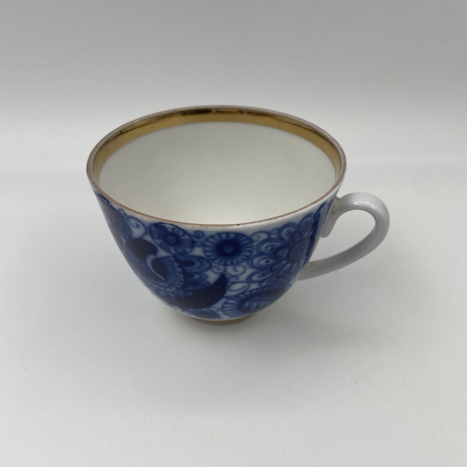 Пара чайная "Жар-птица", фарфор, деколь, золочение, Ленинградский фарфоровый завод (ЛФЗ), СССР, 1980-1990 гг.