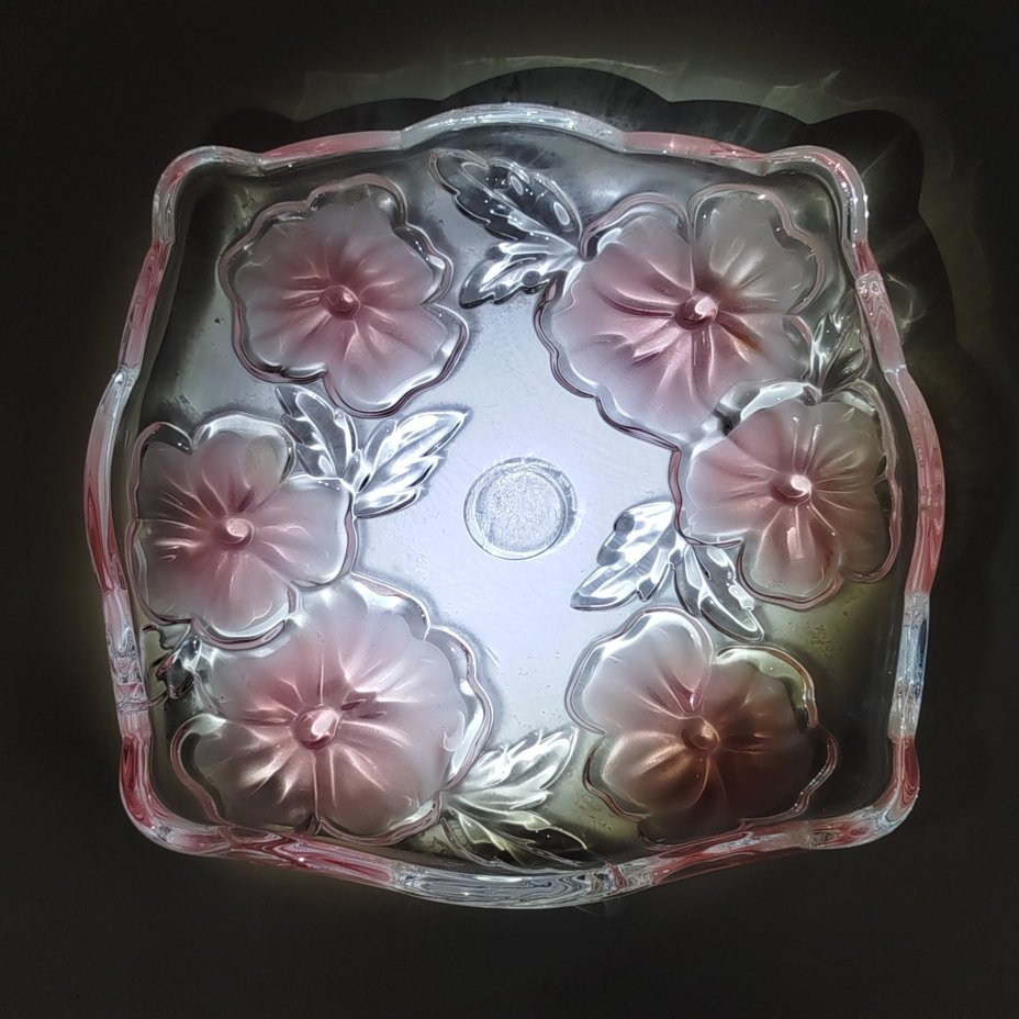 Блюдо сервировочное (конфетница) с рельефным цветочным декором, стекло, матирование, Walther Glas, Германия, 1990-2010 гг.