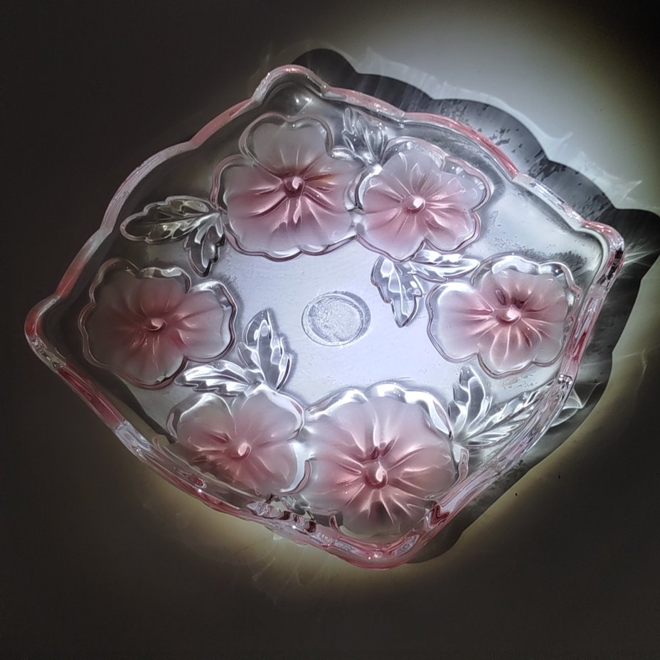Блюдо сервировочное (конфетница) с рельефным цветочным декором, стекло, матирование, Walther Glas, Германия, 1990-2010 гг.
