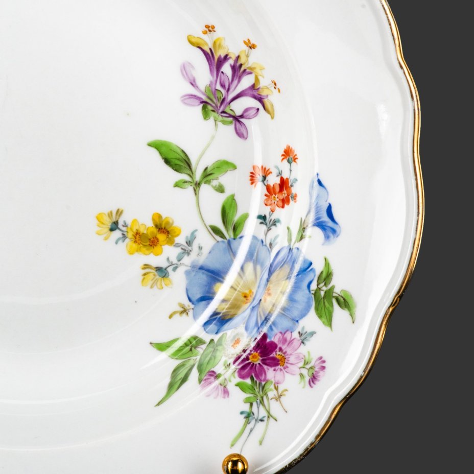 Тарелка суповая "Мейсенский букет", фарфор, роспись, золочение, Meissen (Мейсенский фарфор), Германия, 1934-1945 гг.