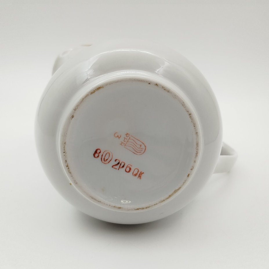 Кувшин с цветочным декором, фарфор, деколь, золочение, Рижский фарфорово-фаянсовый завод, СССР, 1960-1980 гг.