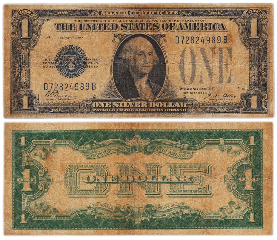 США 1 доллар 1928 series 1928  Silver Certificate, Tate-Mellon