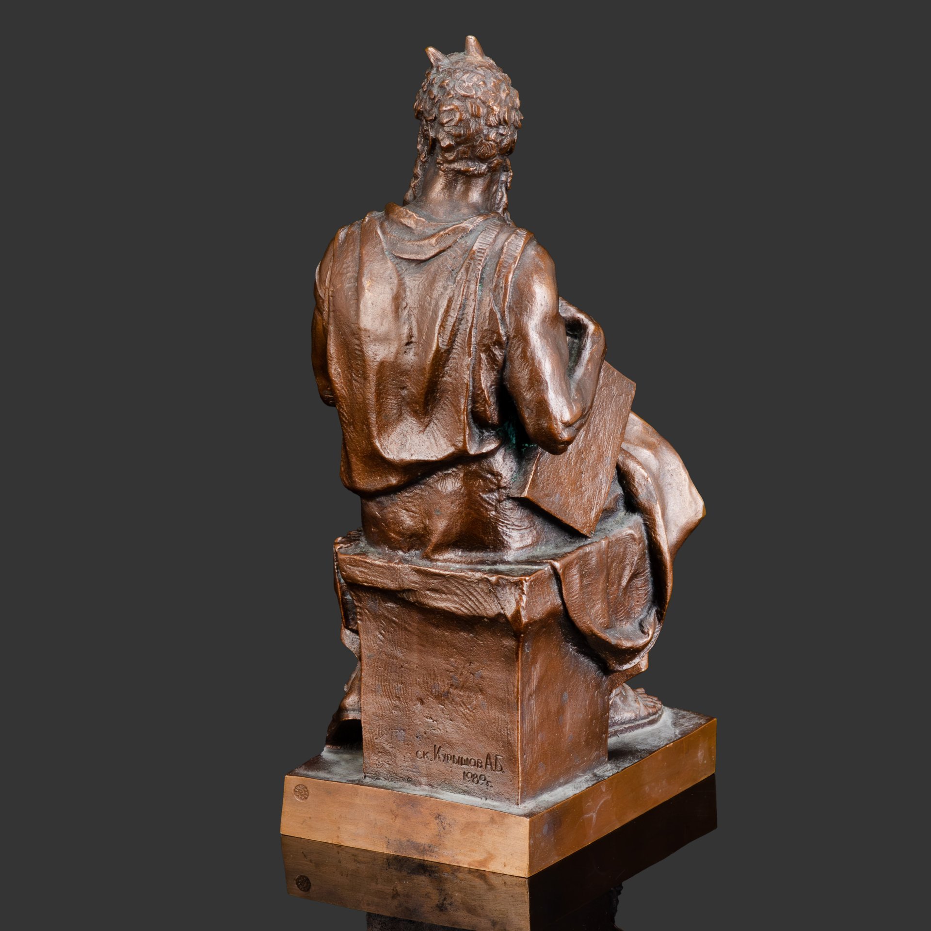 Скульптура "Моисей" по модели Микеланджело, скульптор А.Б. Курышов (клеймо "ПЕТЕРБУРГ"), бронза, СССР, 1989 г.