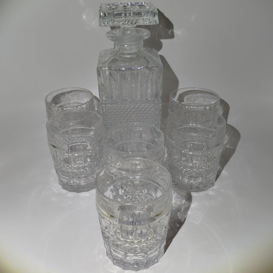 Набор для виски "Brittany" на 6 персон, хрусталь, Bohemia Crystal (Bohemia Glass), Чехословакия, 1970-1980 гг.