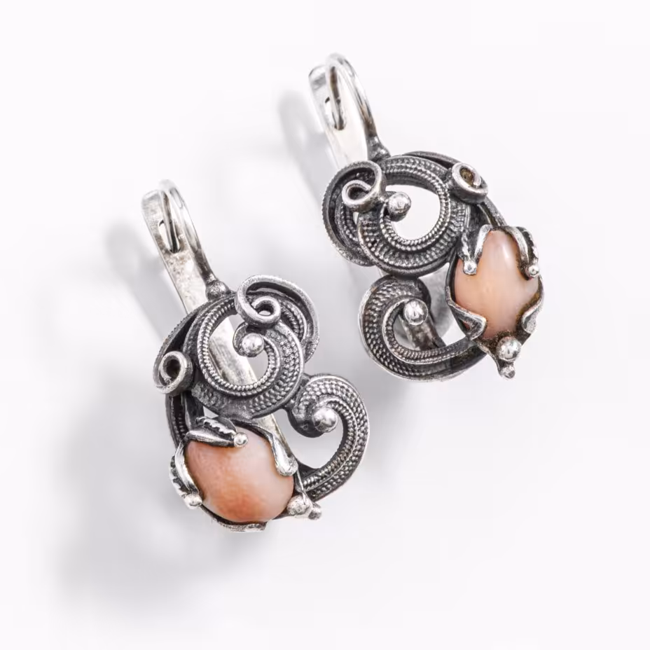 Серебряные серьги с филигранью