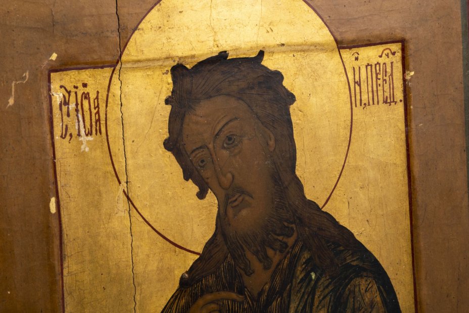 Икона "Иоанн Предтеча" ("Иоанн Креститель") с ковчегом, дерево, темпера, золочение, Российская империя, 1850-1900 гг.