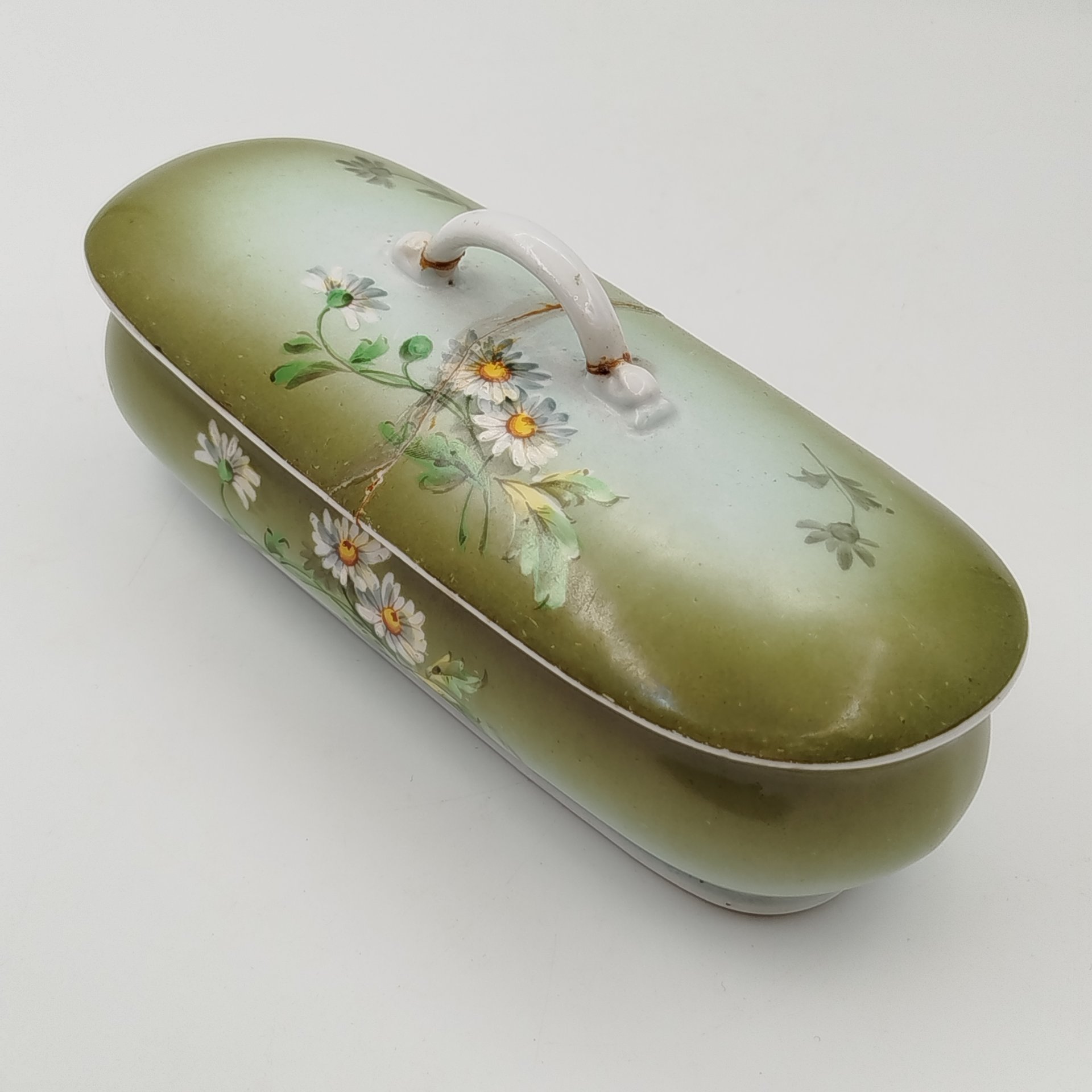 Набор из двух предметов для туалетного столика (шкатулка и судок для зубных щёток) с декором в виде ромашек