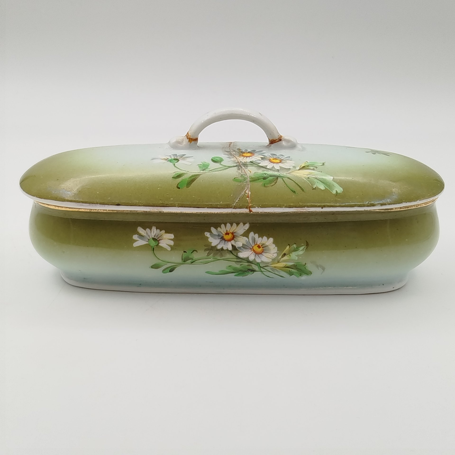 Набор из двух предметов для туалетного столика (шкатулка и судок для зубных щёток) с декором в виде ромашек