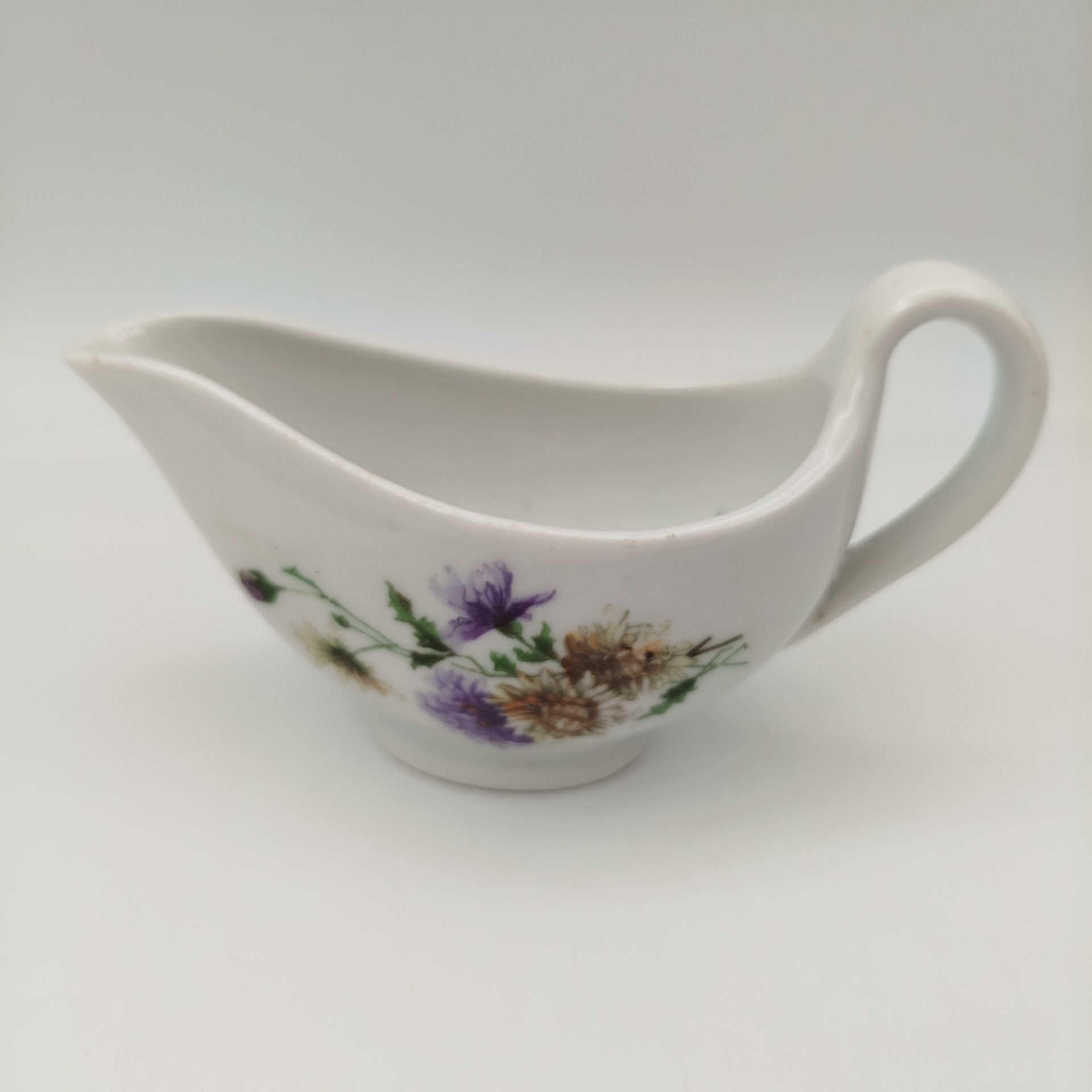 Соусник с цветочным декором, фарфор, деколь, Дулевский фарфоровый завод (Дулёво), СССР, 1926-1931 гг.